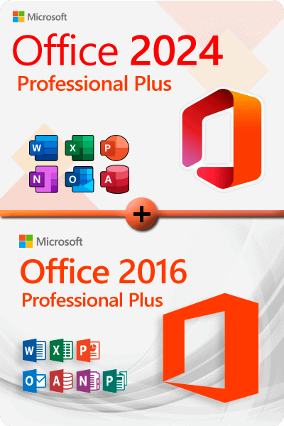 Microsoft Office 2024 Professional Plus + Office 2016 Professional Plus licentie voor 3 apparaten