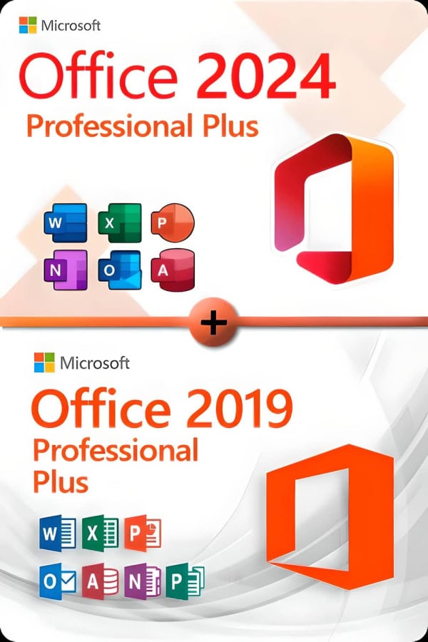 Microsoft Office 2024 Professional Plus + Office 2019 Professional Plus licentie voor 3 apparaten
