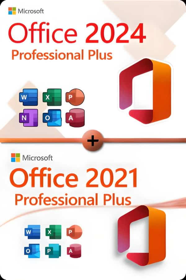 Microsoft Office 2024 Professional Plus + Office 2021 Professional Plus licentie voor 3 apparaten