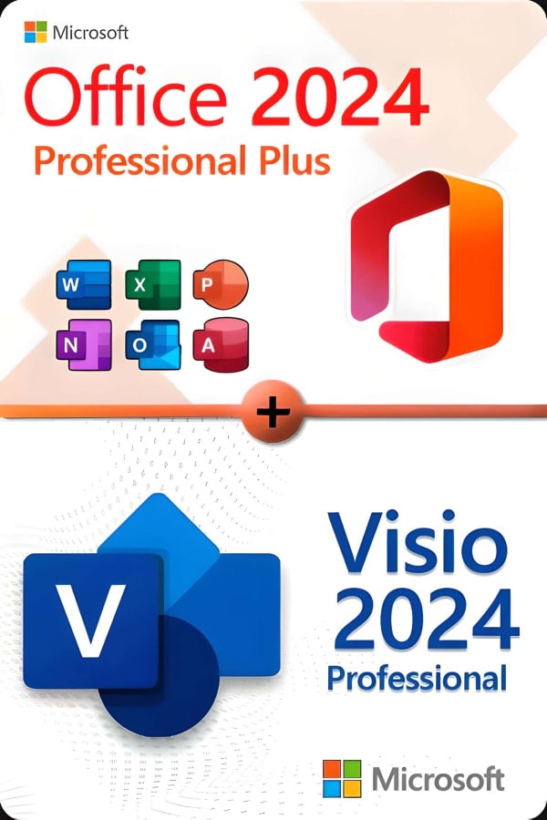 Microsoft Office 2024 Professional Plus + Microsoft Visio 2024 Professional voor 3 PC