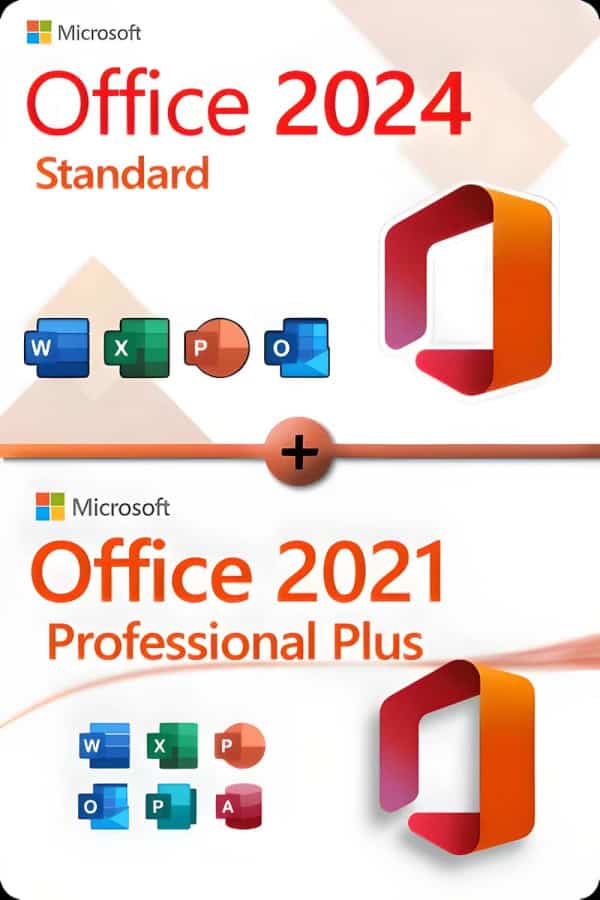Microsoft Office 2024 Standard + Office 2021 Professional Plus licentie voor 3 apparaten