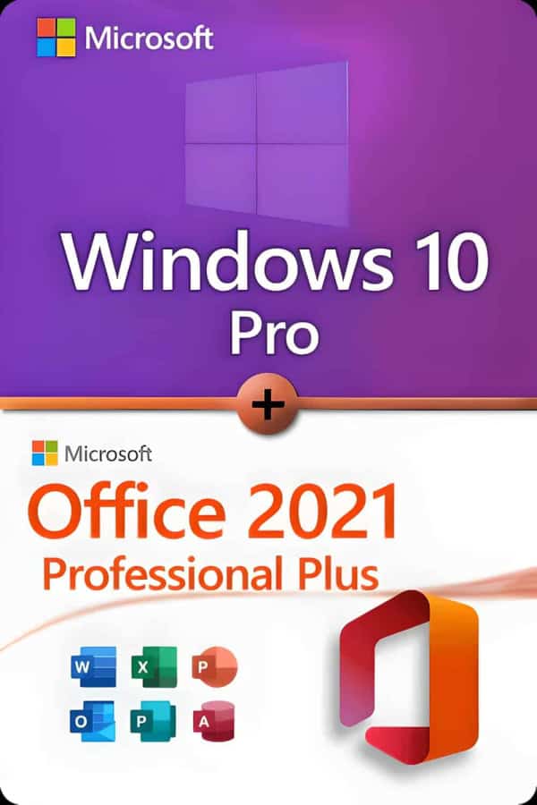 Microsoft Windows 10 Professional + Microsoft Office 2021 Professional Plus Premium-licentie voor 3 apparaten