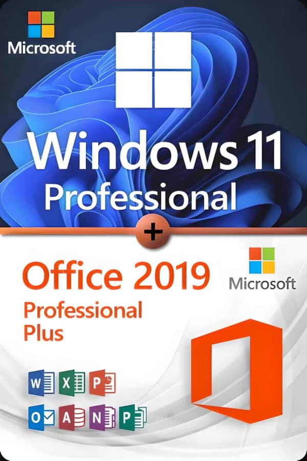 Microsoft Windows 11 Professional + Microsoft Office 2019 Professional Plus Premium-licentie voor 3 apparaten