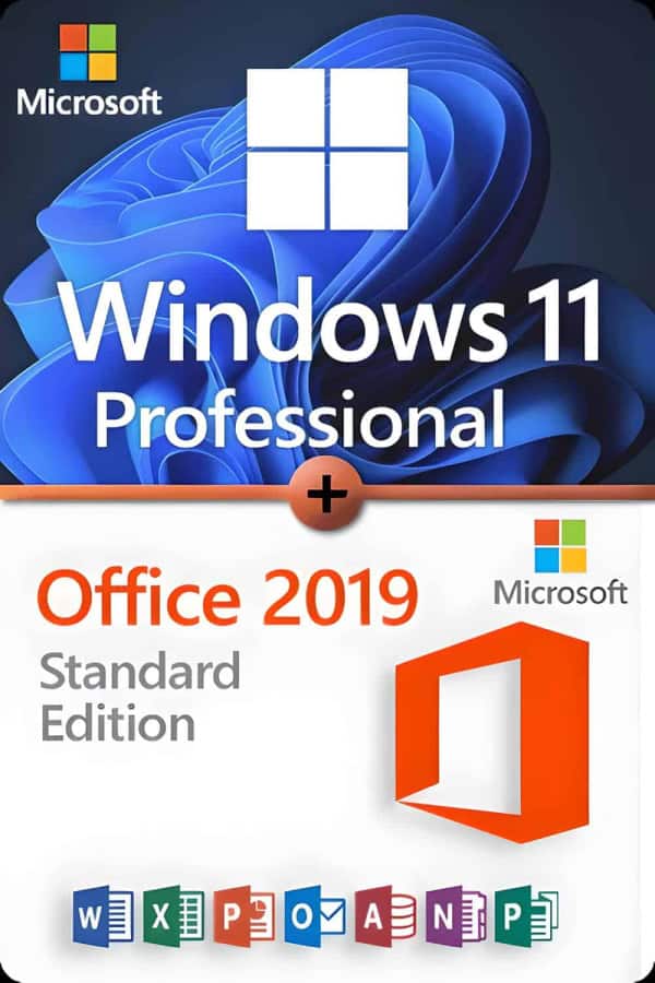 Microsoft Windows 11 Professional + Microsoft Office 2019 Standard Premium-licentie voor 3 apparaten