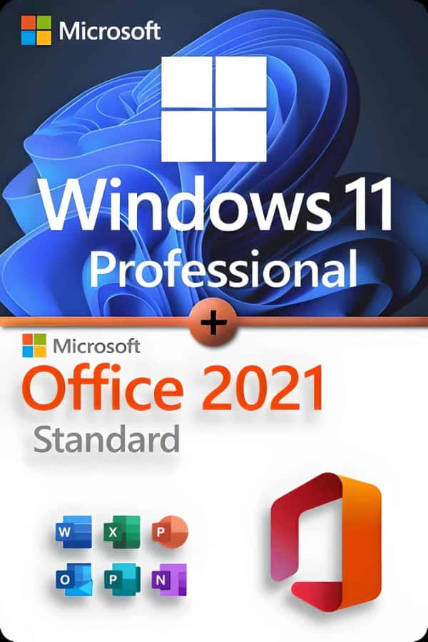 Microsoft Windows 11 Professional + Microsoft Office 2021 Standard Premium-licentie voor 3 apparaten