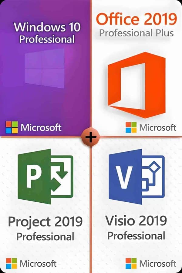 Windows 10 Professional + Visio 2019 Professional + Project 2019 Professional + Office 2019 Professional Plus Premium-licentie voor 3 apparaten