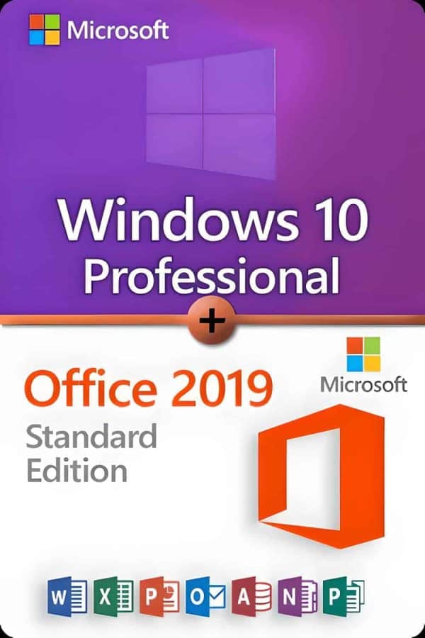 Microsoft Windows 10 Professional + Microsoft Office 2019 Standard-licentie voor 3 apparaten