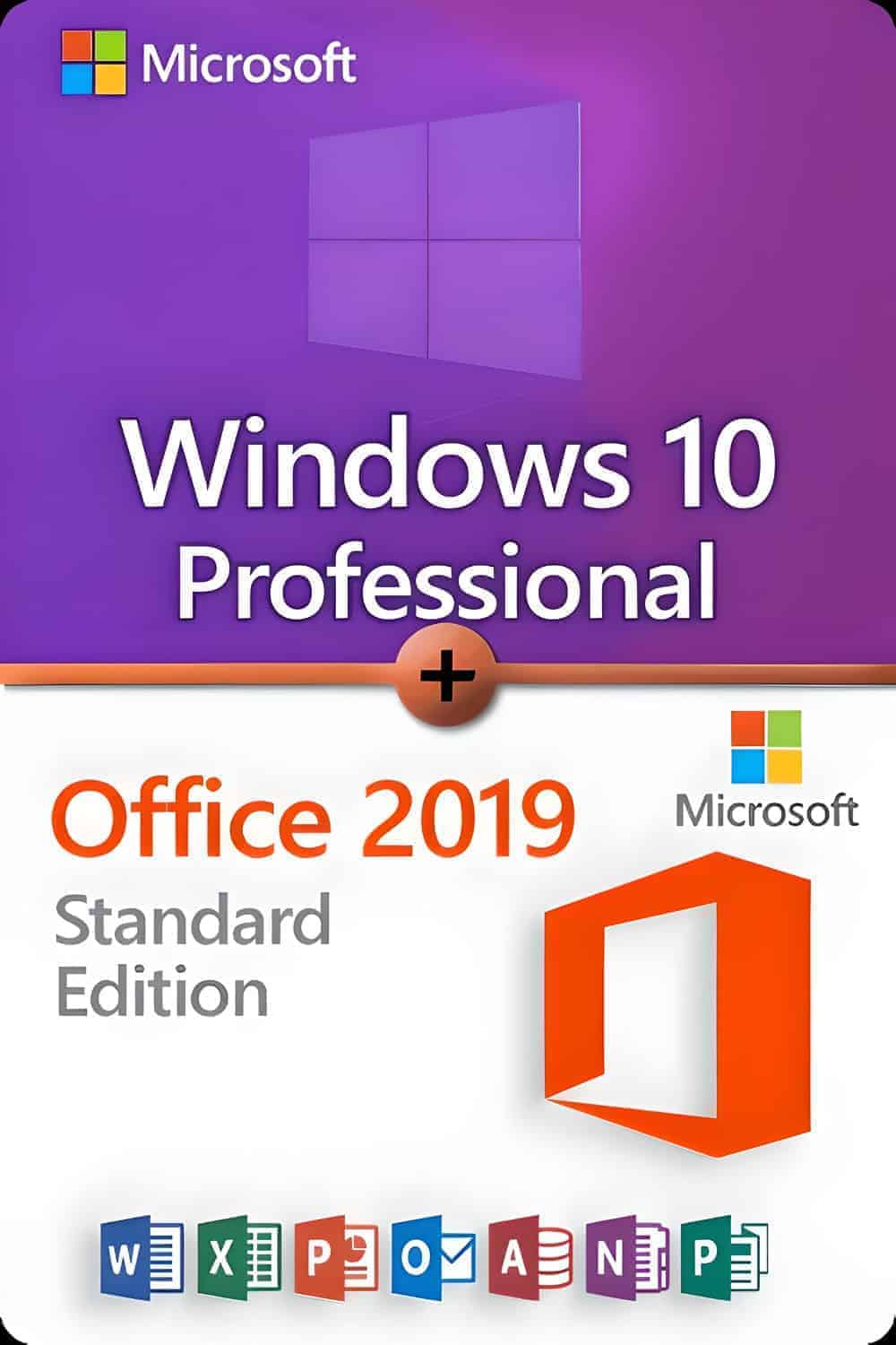 Microsoft Windows 10 Professional + Microsoft Office 2019 Standard-licentie voor 3 apparaten