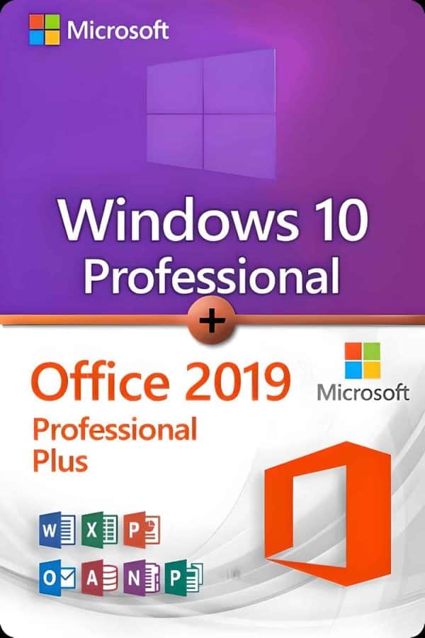 Microsoft Windows 10 Professional + Microsoft Office 2019 Professional Plus Premium-licentie voor 3 apparaten