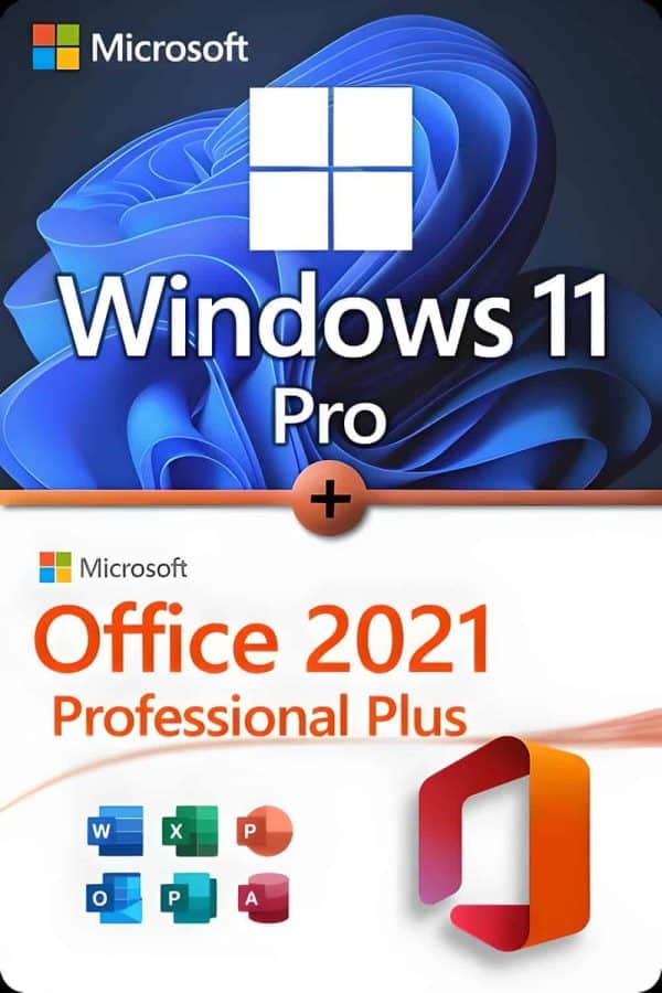 Microsoft Windows 11 Professional + Microsoft Office 2021 Professional Plus Premium-licentie voor 3 apparaten