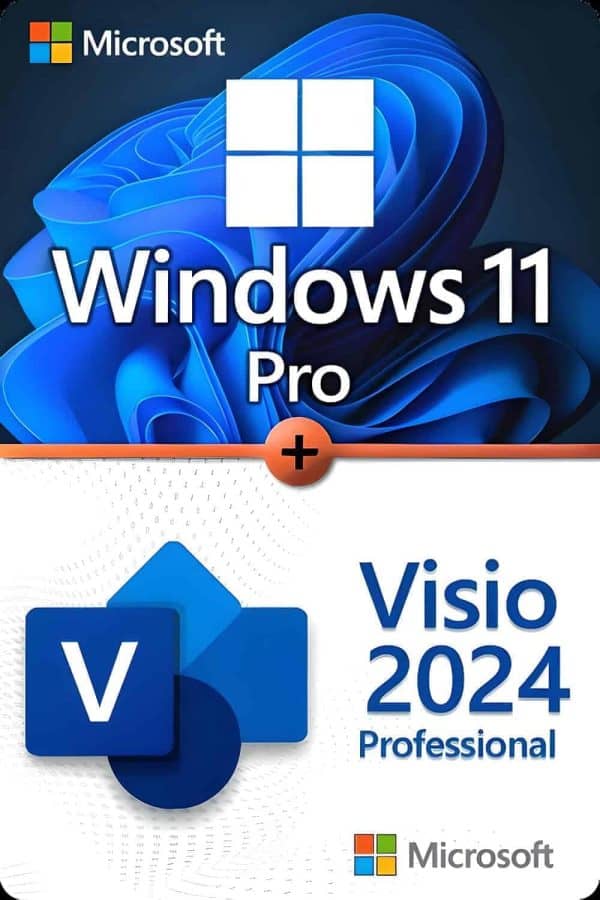 Microsoft Windows 11 Professional + Microsoft Visio 2024 Professional Lizenz licentie voor 3 apparaten